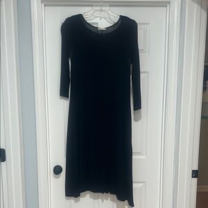 Women's Black Long Sleeve Midi Dress